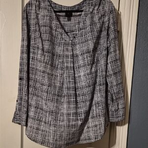 Worthington Black and White Checkered Blouse